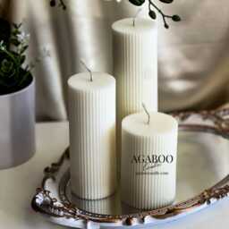Textured Ribbed Pillar Candles - Chic & Cozy Vibe Perfect For Every Occasion Ideal Events & Home Wedding Gift - thumbnail 4