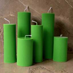 Textured Ribbed Pillar Candles - Chic & Cozy Vibe Perfect For Every Occasion Ideal Events & Home Wedding Gift - thumbnail 2