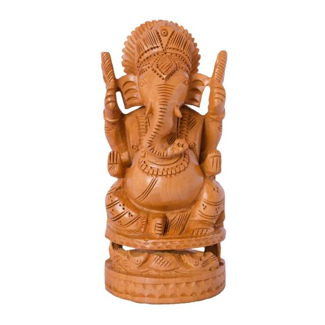 Wooden Ganesh - Ganpati God Statues Hindu Diety God Sculptures Ganesha Idol - image 1