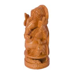 Wooden Ganesh - Ganpati God Statues Hindu Diety God Sculptures Ganesha Idol - thumbnail 2