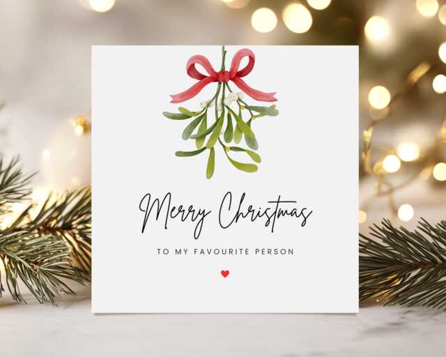 Merry Christmas To My Favourite Person, Gift For Husband Wife Boyfriend Girlfriend, Festive Greetings Gift, Memory, Minimalistic Holiday - image 1