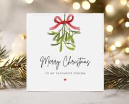 Merry Christmas To My Favourite Person, Gift For Husband Wife Boyfriend Girlfriend, Festive Greetings Gift, Memory, Minimalistic Holiday - thumbnail 1