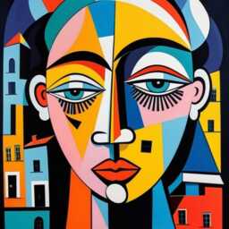 Abstract Cubist Women Geometry Art Rug, Modern Mat - thumbnail 4
