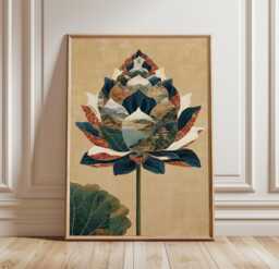 Lotus Flower Poster, Asian Botanical Wall Art, Nature Print - thumbnail 1