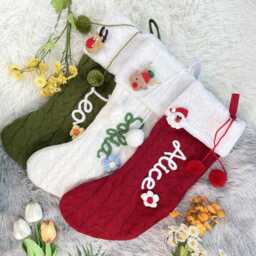 Personalized Knit Christmas Stocking, Embroidered Family Stockings