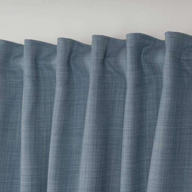 Light Blue Linen Look Blackout Curtain Panel Custom Size Privacy Drapery - image 1