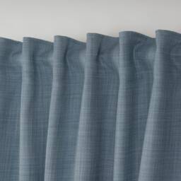 Light Blue Linen Look Blackout Curtain Panel Custom Size Privacy Drapery - thumbnail 1