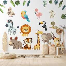 Safari Animal Wall Decals Peel & Stick Jungle Nursery Decor - thumbnail 1