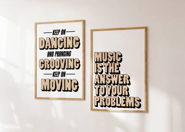 Music Is The Answer Print Bundle - Poster Wall Art A5 A4 A3 Bold Typographic Lyrics Quote House - image 1