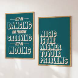 Music Is The Answer Print Bundle - Poster Wall Art A5 A4 A3 Bold Typographic Lyrics Quote House - thumbnail 3