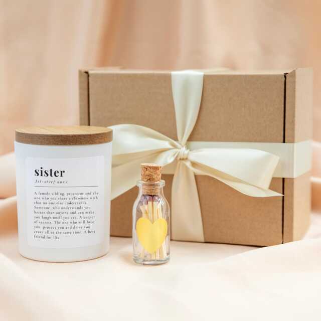 Soy Wax Sister Candle Gift Set - Dictionary Definition, Birthday Box - image 1