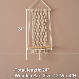 Macrame Shelves, Wood Shelf, Indoor Plant Living Room Decor, Shelf For Plants, Handmade Macrame, Wall Mount Unique Gift S16 - thumbnail 3