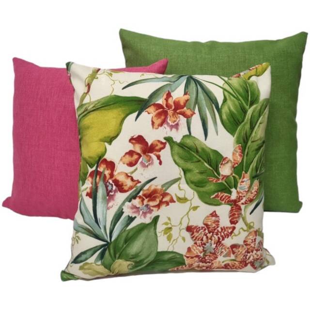 Outdoor Cushion Cover, Cover Only, Palm Leaf Cushions, Tropical Pillows, Pink Tommy Bahama, Green Cushions - image 1