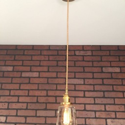 "Industrial Pendant Light -Brass 4 1/2"" Clear Glass Cone Shade with Patented ""Huila Connector" - thumbnail 2