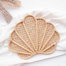 Rattan Seashell Wall Decor, Boho Nursery Shell Bohemian Shelf Beach Home Coastal Girl Room Decor - thumbnail 3