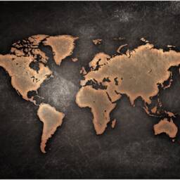 World Map Atlas Black Copper Gold Large Canvas Art Print Gift A0 A1 A2 A3 A4 - thumbnail 2