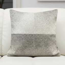 Natural Gray Cowhide Cushion 48x48 Cover Italian Style Farmhouse - thumbnail 1