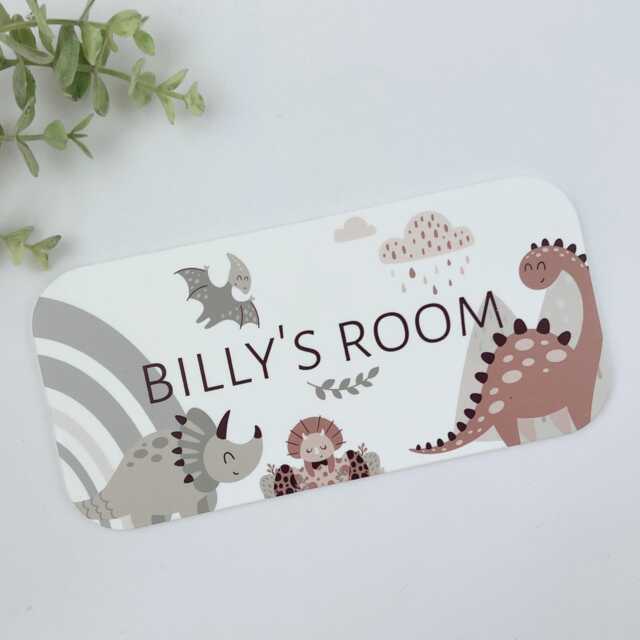 Personalised Dinosaur Room Sign Dino Nursery Decor, Kids Wall Hanging - image 1