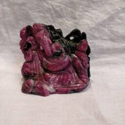Ruby Ganesha, 1190 Caret Zoisite Gemstone Ganesha, Hindu God Lord Figurine, Ganesh Idol, Spiritual Gift - thumbnail 1