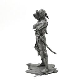 Tin 75mm Pirates. Buccaneer Haiti 1670 Year. Pirate With A Parrot - thumbnail 2