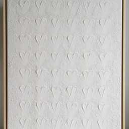 Gold Heart Textured Wall Art, White Canvas Painting, Leaf Love Decor Glam Nursery - thumbnail 3
