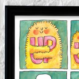 Never Give Up Comic Print - Inspirational Monster Art, Encouragement Gift - thumbnail 2