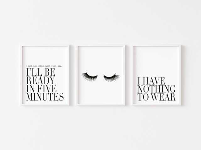 Fashion Prints Set Eyelashes, Nothing To Wear, Get Ready Unframed Wall Art Posters - image 1