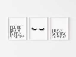 Fashion Prints Set Eyelashes, Nothing To Wear, Get Ready Unframed Wall Art Posters - thumbnail 1