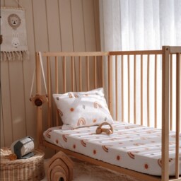 Rainbow Sun Patterned Organic Fitted Baby Sheets - Cotton Soft Crib Toddler Bedding Unique Gifts Bedding Baby Gift - thumbnail 4