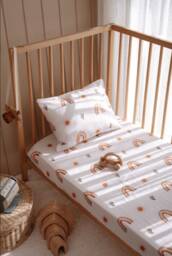 Rainbow Sun Patterned Organic Fitted Baby Sheets - Cotton Soft Crib Toddler Bedding Unique Gifts Bedding Baby Gift - thumbnail 1
