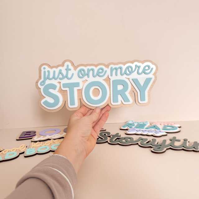 story Corner Decor - Just One More Sign Book Kids Reading Library Wall Accessories - image 1