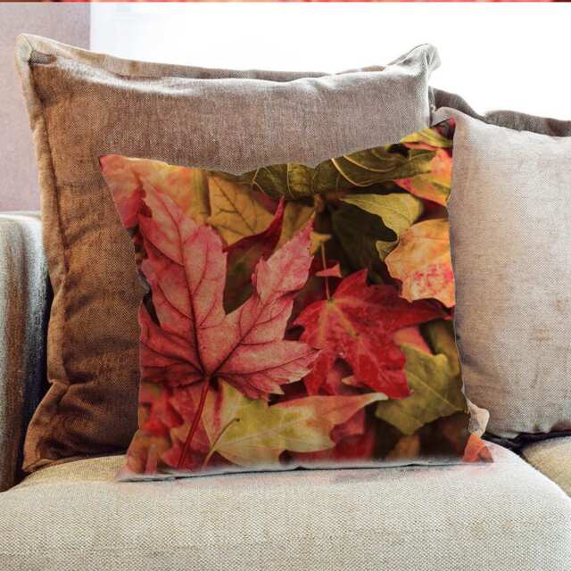Autumn Leaves Photography - Decorative Pillow Throw Cushion Fabric , Case Cover Or With Filling