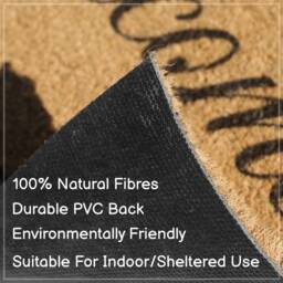 Highland Cow Door Mat - Rustic Coir Welcome With Cow & Sunflowers - thumbnail 3