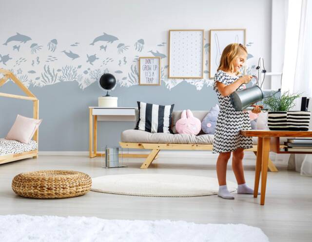 Coral Reef Stencil Under The Sea Wall Mural For Nursery & Kids Room - image 1