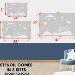 Coral Reef Stencil Under The Sea Wall Mural For Nursery & Kids Room - thumbnail 2