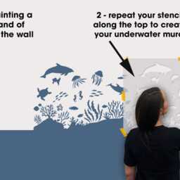 Coral Reef Stencil Under The Sea Wall Mural For Nursery & Kids Room - thumbnail 3