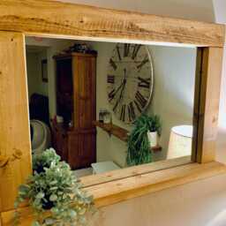 Rustic Wooden Mirror With Shelf - Handmade Hallway - thumbnail 3
