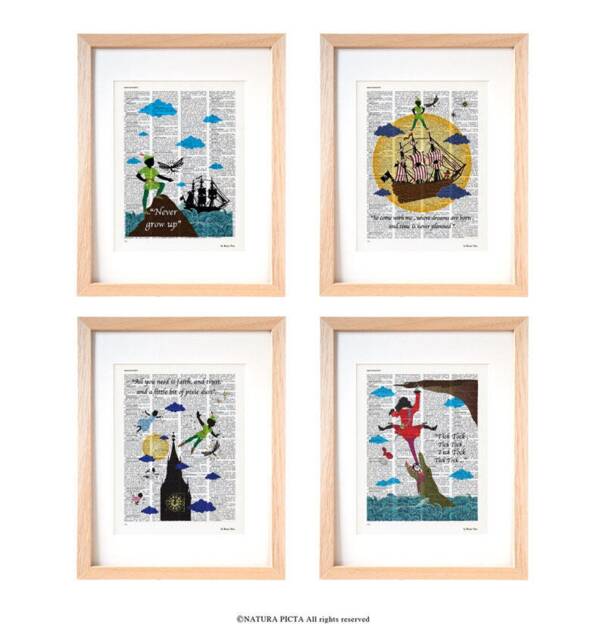 Peter Pan Set Of 4 Art Print-Peter Dictionary Print-Nursery Print-Children Wall Art-Peter Pan Art-By Natura Picta - image 1