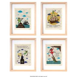 Peter Pan Set Of 4 Art Print-Peter Dictionary Print-Nursery Print-Children Wall Art-Peter Pan Art-By Natura Picta - thumbnail 3