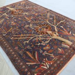 4'3x6'4 Ft Vintage Afghan Natural Tree Of Life Rug, Hand Knotted Veg Dyes Wool Tribal Pictorial Trees Rug For Kitchen, Kids Room Carpet - thumbnail 3