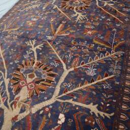 4'3x6'4 Ft Vintage Afghan Natural Tree Of Life Rug, Hand Knotted Veg Dyes Wool Tribal Pictorial Trees Rug For Kitchen, Kids Room Carpet - thumbnail 2