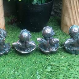 Set Of Four Miniature Garden Cherubs, Ornaments, Christmas Sitting Memorial Decoration - thumbnail 3