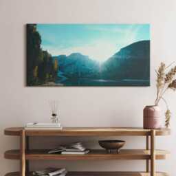 Mountain & River in Poland Canvas, Wall Art Picture, Turquoise Decoration, Travel Canvas