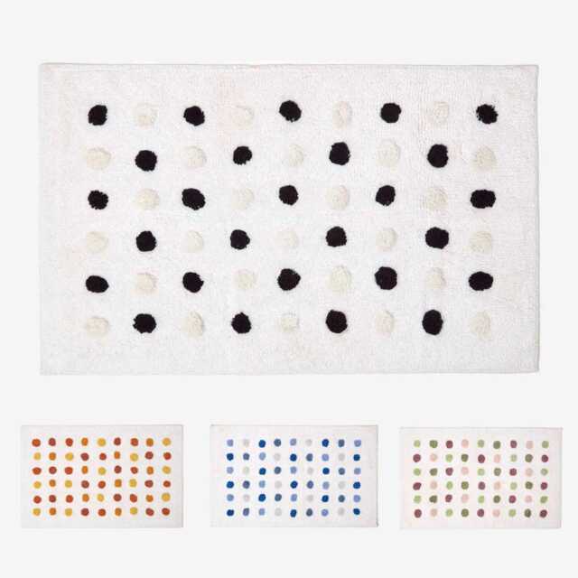 100% Cotton Tufted Polka Dot Bath Mat - Super Absorbent & Non-Slip 50 X 80 cm Soft, Stylish & Washable 4 Colour Options - image 1
