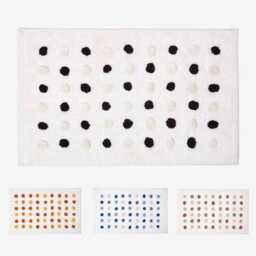 100% Cotton Tufted Polka Dot Bath Mat - Super Absorbent & Non-Slip 50 X 80 cm Soft, Stylish & Washable 4 Colour Options - thumbnail 1