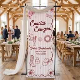 Personalized Bachelorette Banner Coastal Cowgirl, Custom Striped Wall Tapestry, Beach Bach Party Decor, Bride To Be Celebration Sign 2026 - thumbnail 3
