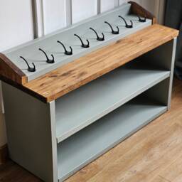 Handmade Wooden Shoe Rack Bench With Coat Rack Entryway Organizer - thumbnail 3