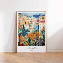 Lebanon Poster, Beirut Middle East Mediterranean Ancient Ruins Souk Lebanese Decor - thumbnail 3
