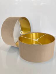New Luxury Velvet Champagne Lamp Shade & Pendant Light With Brushed Gold Panels Lining Suitable For Tables Ceiling