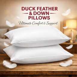 Duck Feather & Down Pillows Non-Allergenic Super Soft Extra Filled Support Hotel Quality in Pack Of 2 & 4 - thumbnail 1